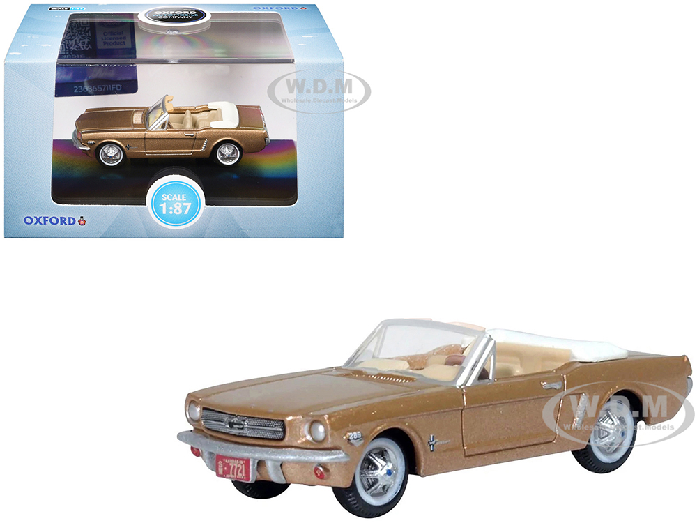 1965 Ford Mustang Convertible Prairie Bronze Metallic 1/87 (HO) Scale Diecast Model Car by Oxford Diecast