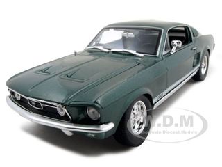 1967 Ford Mustang GTA Fastback Green Metallic with White Stripes 1/18 Diecast Model Car by Maisto