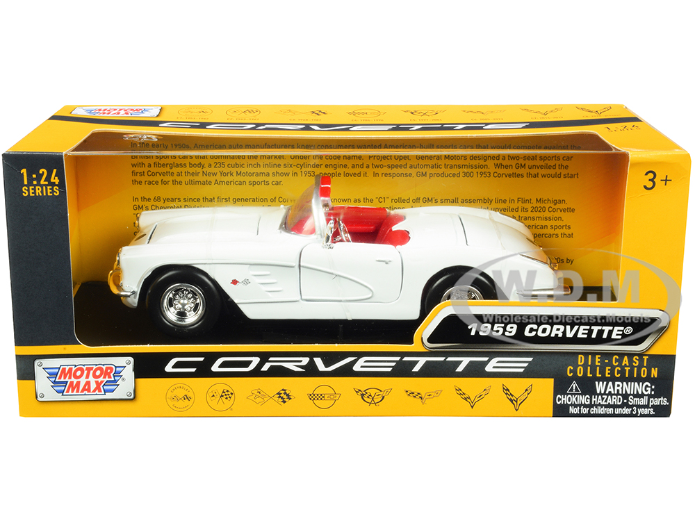 1959 Chevrolet Corvette C1 Convertible White with Red Interior 
