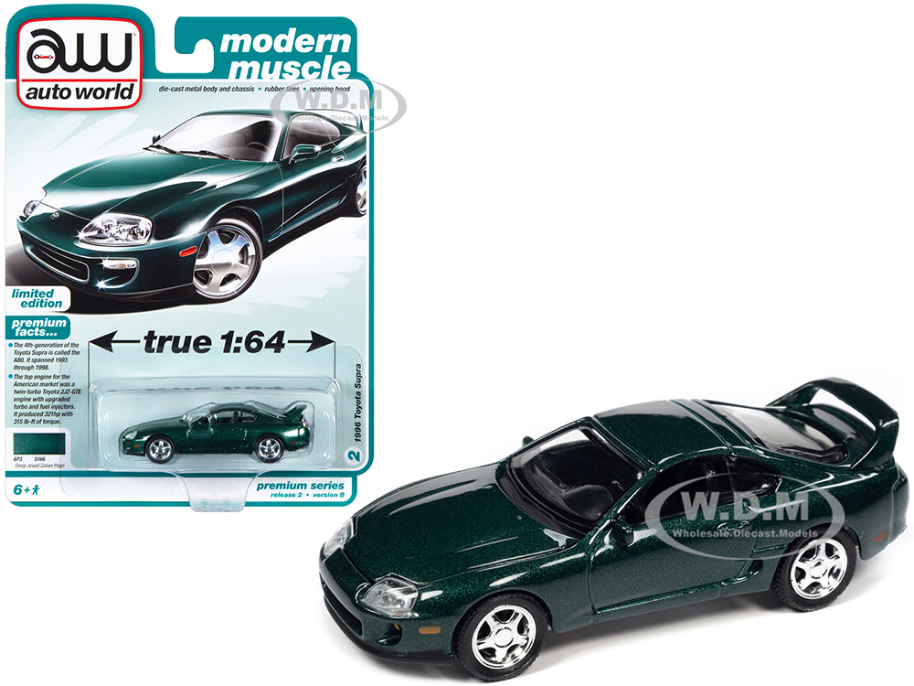 1996 Toyota Supra Deep Jewel Green Metallic "Modern Muscle" Limited Edition 1/64 Diecast Model Car by Auto World