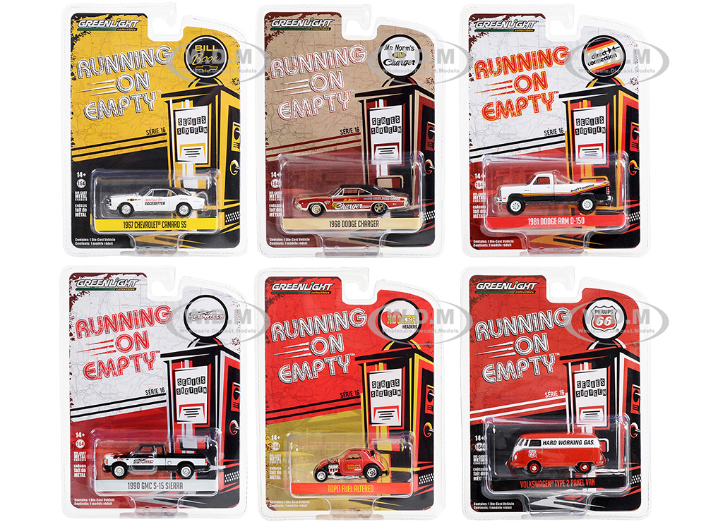 "Running on Empty" 6 piece Set Series 16 1/64 Diecast Model Cars by Greenlight