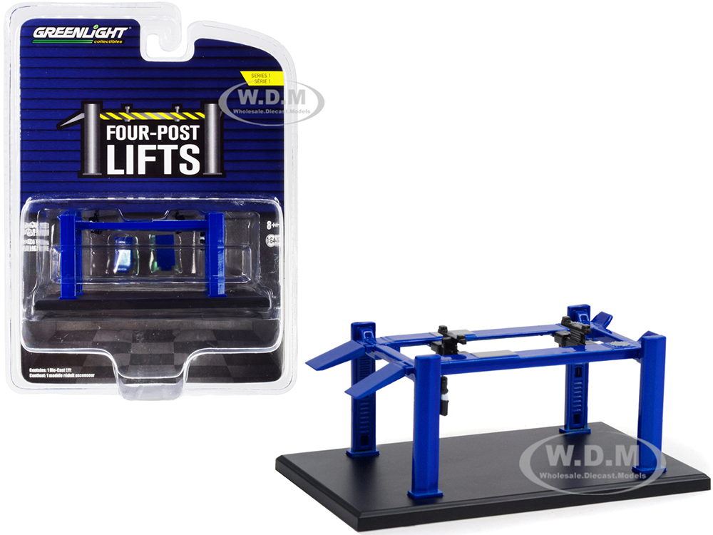 Adjustable Four-Post Lift Blue "Four-Post Lifts" Series 1 1/64 Diecast Model by Greenlight