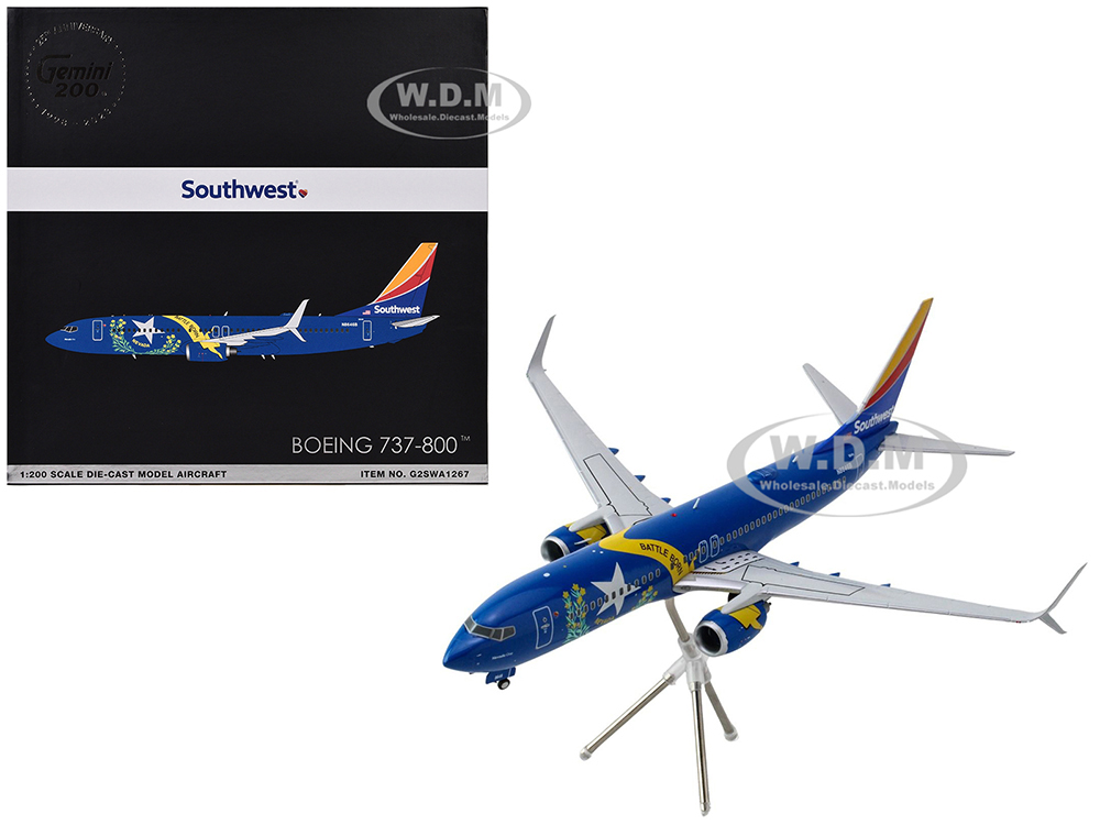 Boeing 737-800 Commercial Aircraft Southwest Airlines - Nevada One (N8646B) Blue with Tail Stripes Gemini 200 Series 1/200 Diecast Model Airplane by GeminiJets