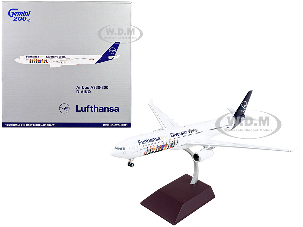 Airbus A330-300 Commercial Aircraft Lufthansa - Diversity Wins White with Blue Tail Gemini 200 Series 1/200 Diecast Model Airplane by GeminiJets