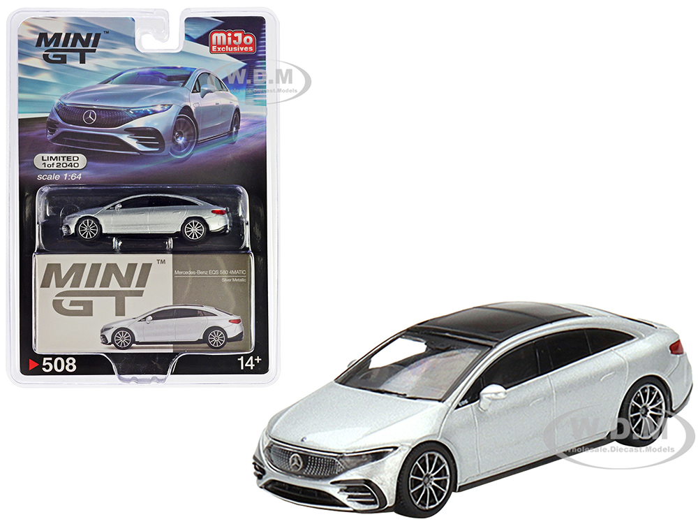 Mercedes-Benz EQS 580 4MATIC Silver Metallic with Black Top Limited Edition to 2040 pieces Worldwide 1/64 Diecast Model Car by True Scale Miniatures