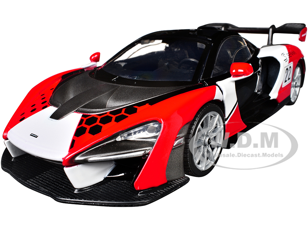 McLaren Senna #22 Black with Red and White Graphics GT Racing Series 1/24 Diecast Model Car by Motormax