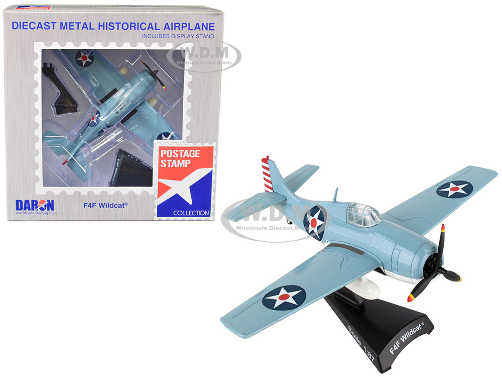 Grumman F4F Wildcat Aircraft "United States Navy" 1/87 (HO) Diecast Model Airplane by Postage Stamp