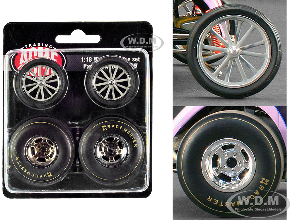 Altered Dragster Chrome Wheels and Tires Set of 4 pieces from 
