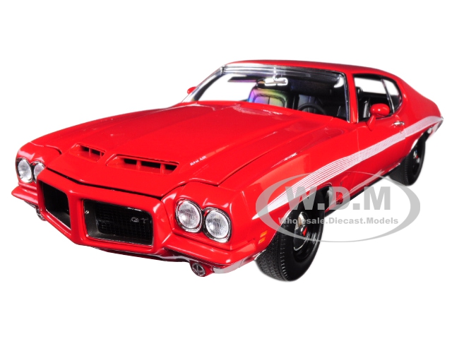 Image of 1972 Pontiac LeMans GTO Cardinal Red with White Stripes Limited Edition to 384 pieces Worldwide 1/18 Diecast Model Car by Acme