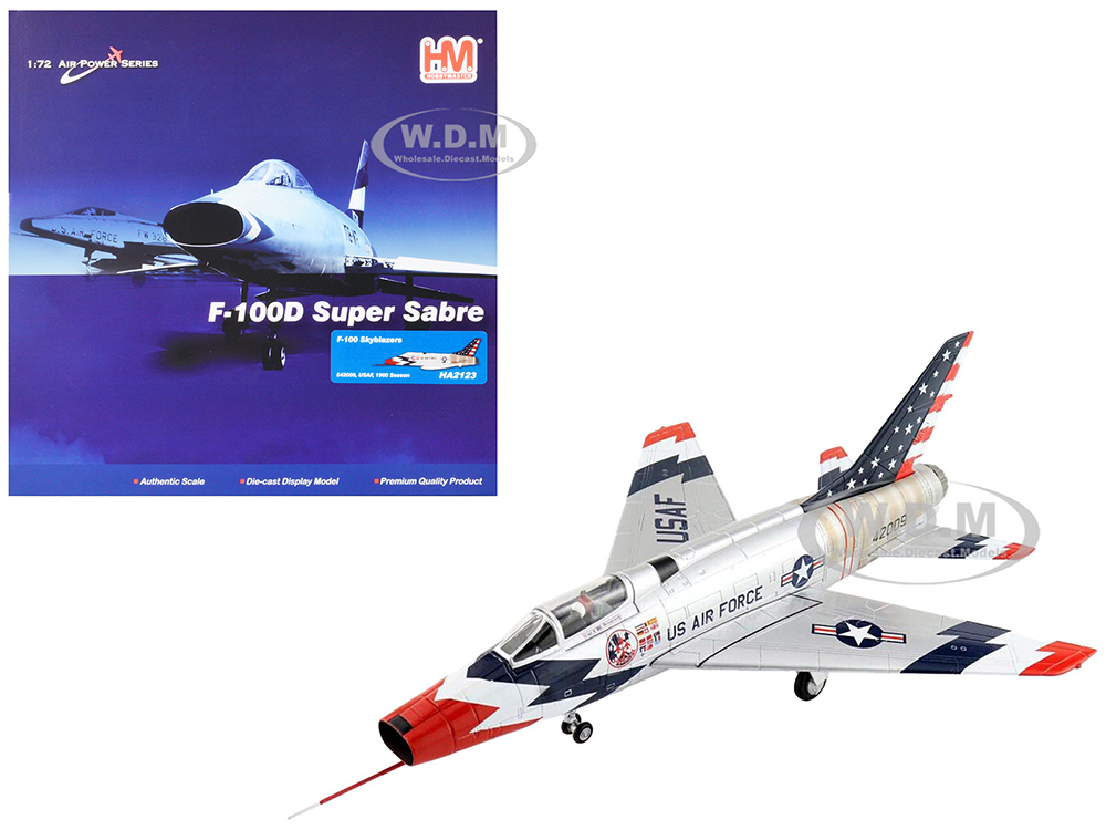 North American F-100 Super Sabre Fighter Aircraft "Skyblazers (1960 Season)" United States Air Force "Air Power Series" 1/72 Diecast Model by Hobby M