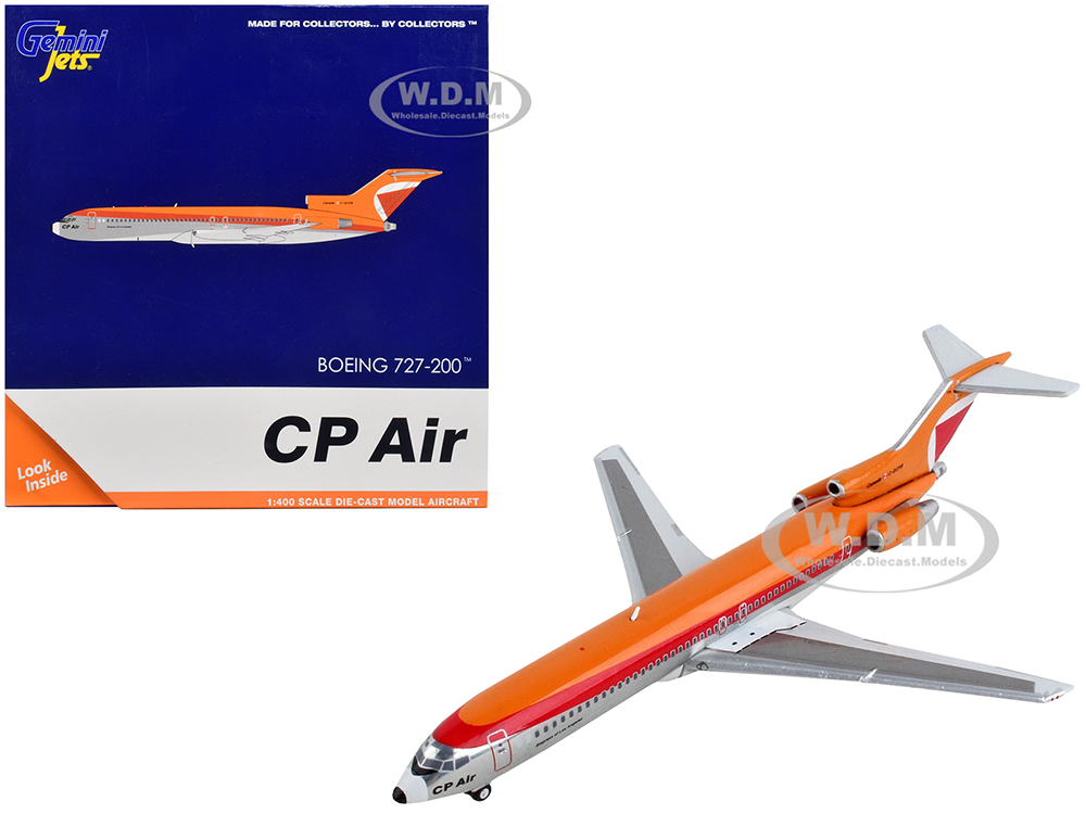 Boeing 727-200 Commercial Aircraft CP Air Orange and Silver with Red Stripes 1/400 Diecast Model Airplane by GeminiJets