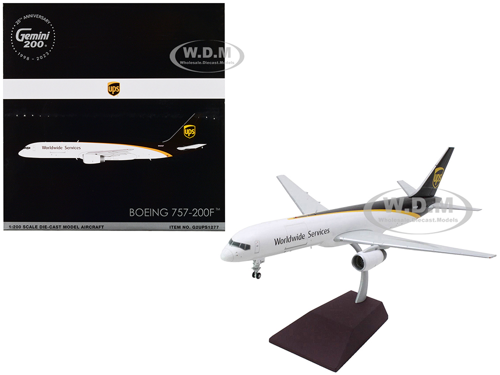 Boeing 757-200 Commercial Aircraft UPS Worldwide Services (N465UP) White with Brown Tail Gemini 200 Series 1/200 Diecast Model Airplane by GeminiJets