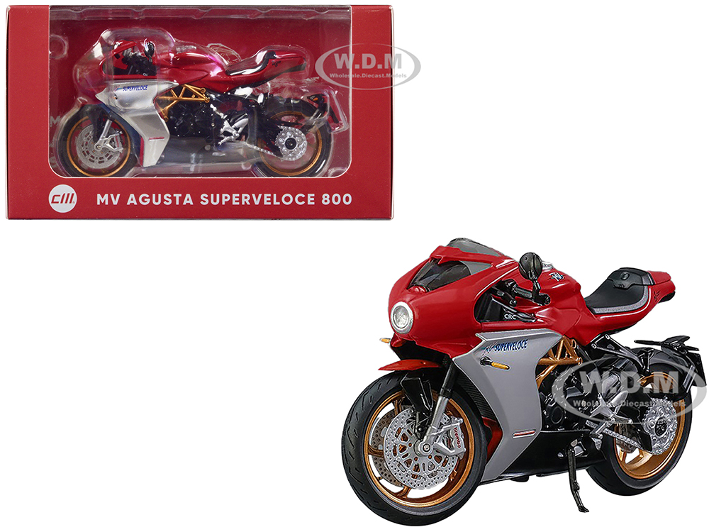 MV Agusta Superveloce 800 Motorcycle Red And Silver 1/18 Diecast Model By CM Models