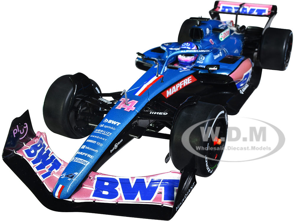 Alpine A522 #14 Fernando Alonso BWT Formula One F1 Monaco GP (2022) Competition Series 1/18 Diecast Model Car by Solido