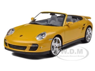 Porsche 911 (997) Turbo Convertible Yellow 1/18 Diecast Car Model by Motormax