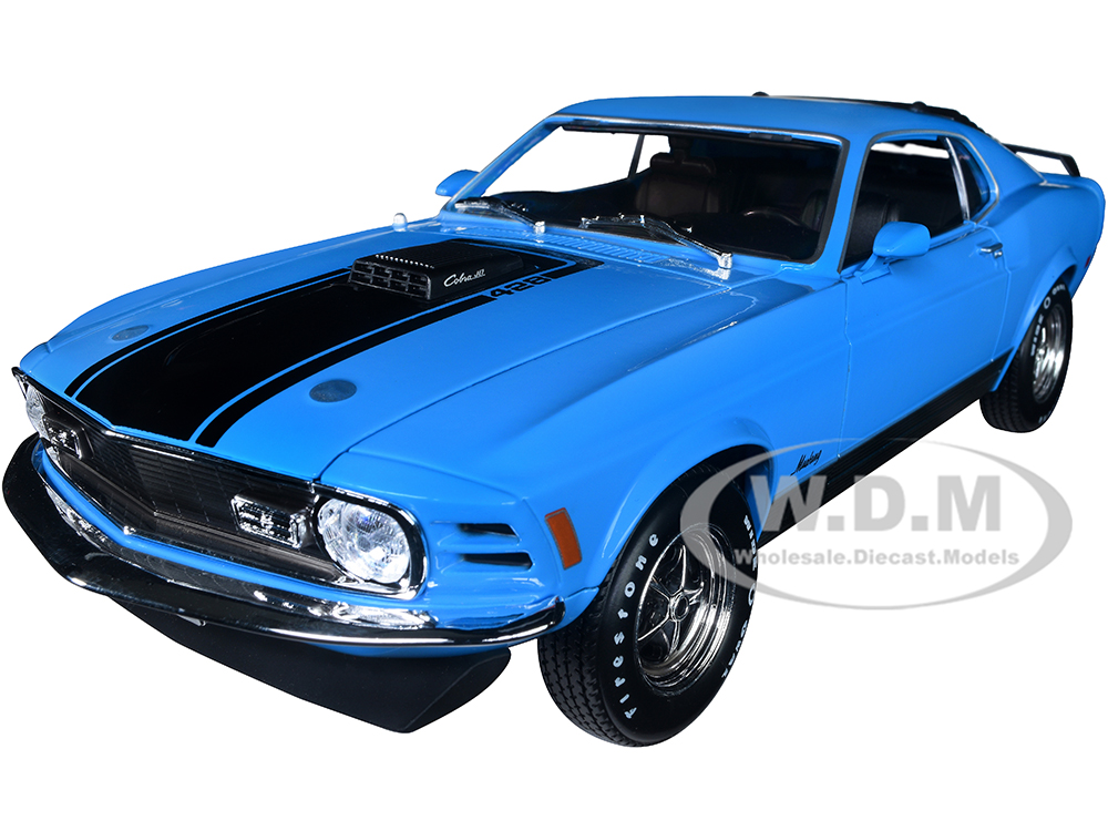 1970 Ford Mustang Mach 1 428 Blue with Black Stripes "Special Edition" 1/18 Diecast Model Car by Maisto