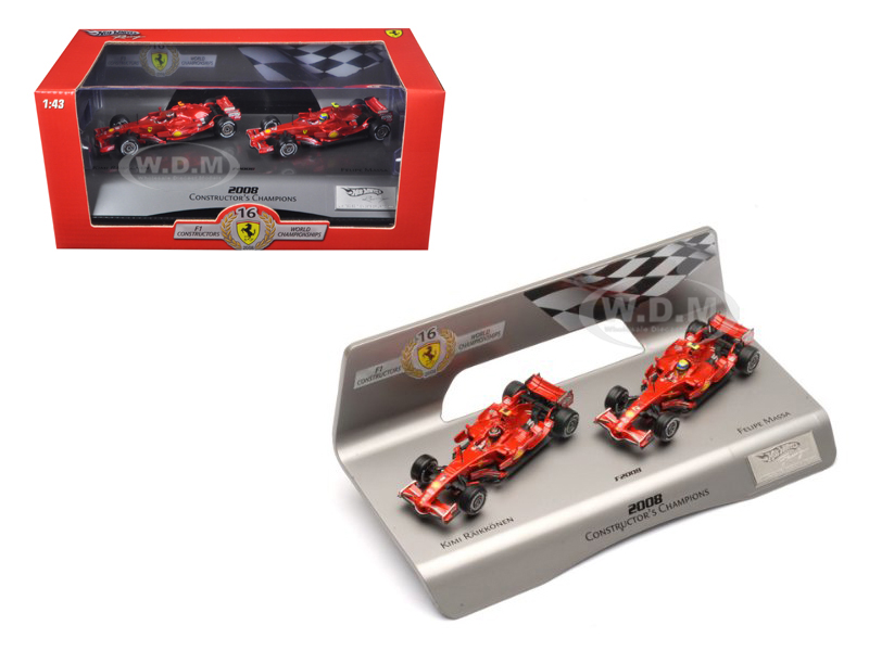 Ferrari F1 F2008 Constructors Champions Kimi Raikkonen & Felipe Massa 1 Of 5000 Made 1/43 Diecast Model Car By Hotwheels
