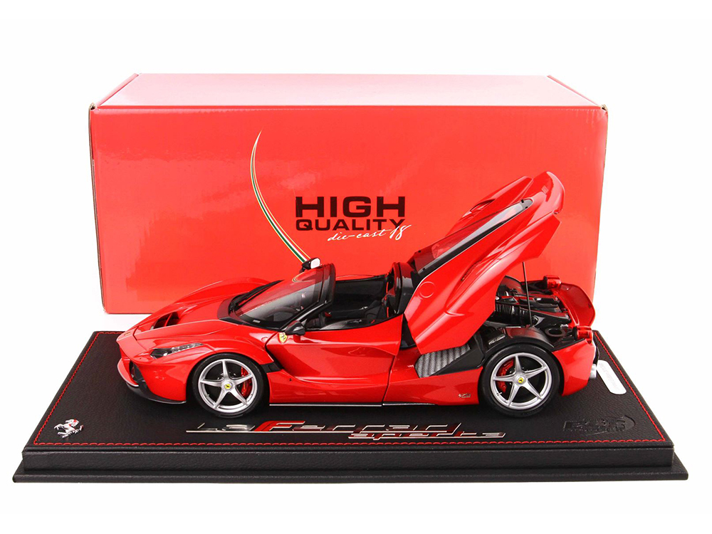 Ferrari LaFerrari Aperta Rosso Corsa Red with DISPLAY CASE Limited Edition to 349 pieces Worldwide 1/18 Diecast Model Car by BBR