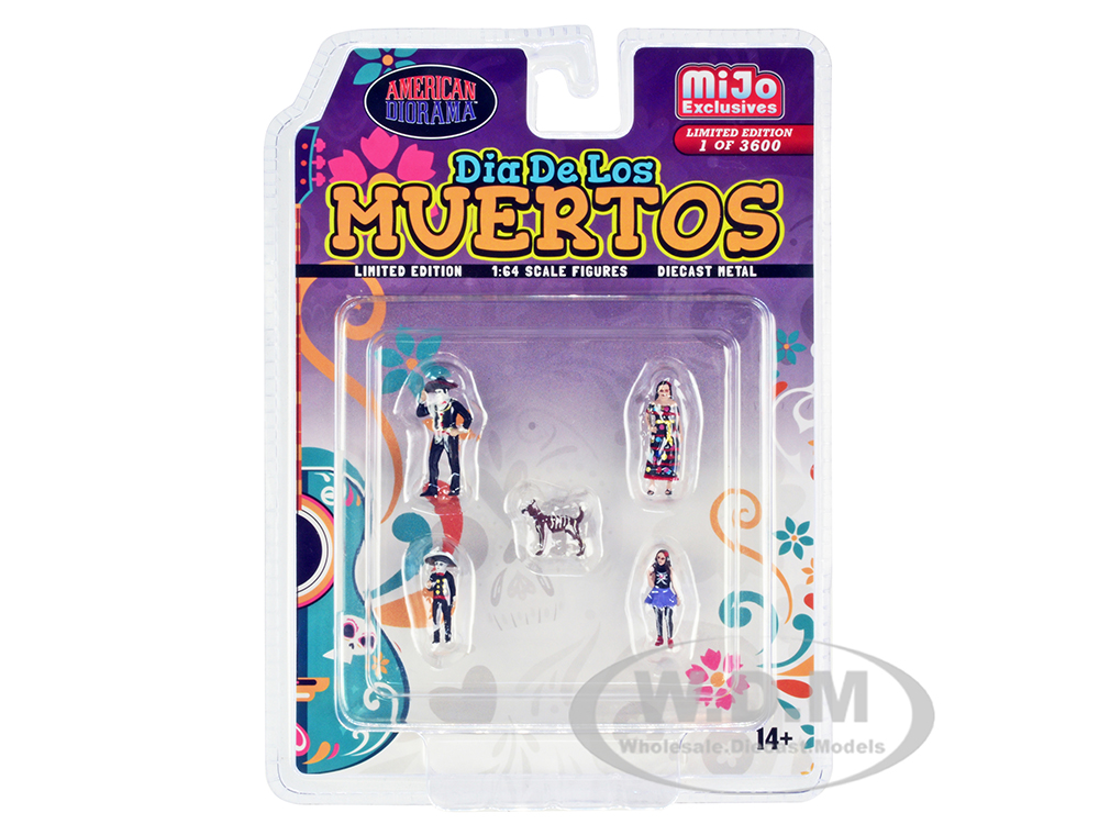 "Dia de los Muertos" 5 piece Diecast Set (2 Adults 2 Children 1 Dog Figures) Limited Edition to 3600 pieces Worldwide for 1/64 Scale Models by Americ