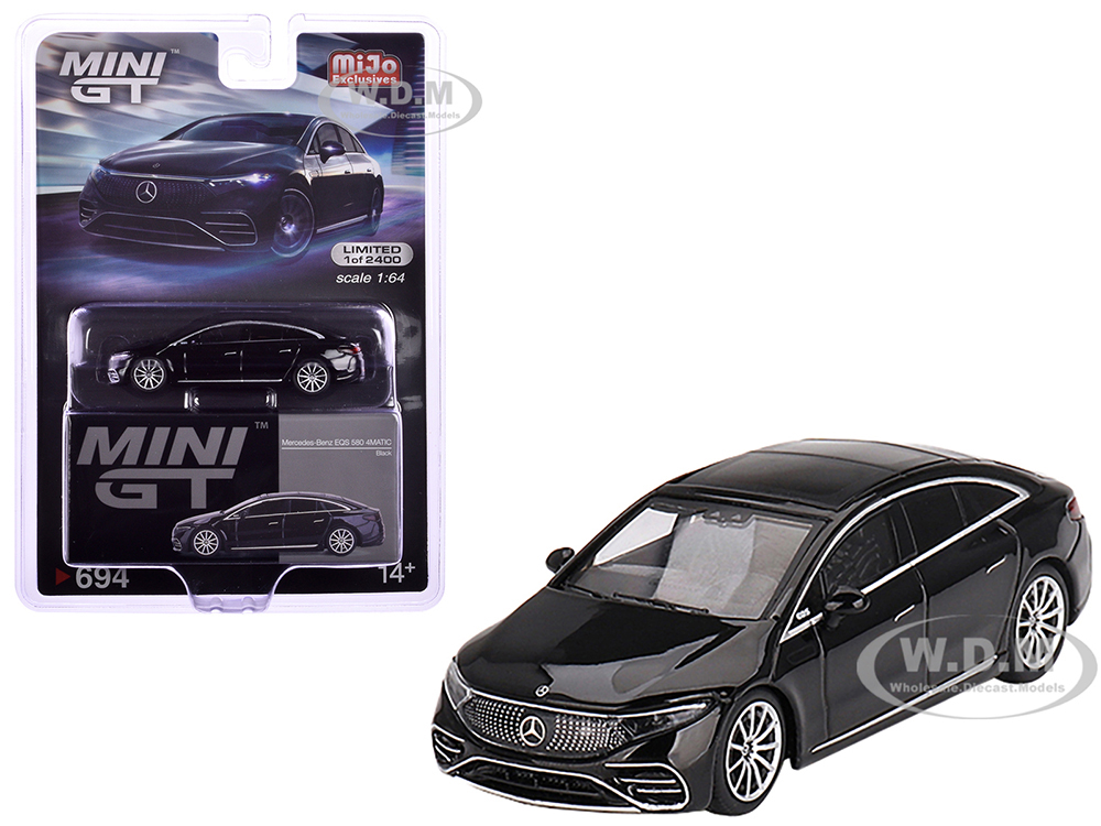 Mercedes-Benz EQS 580 4MATIC Black Limited Edition to 2400 pieces Worldwide 1/64 Diecast Model Car by Mini GT