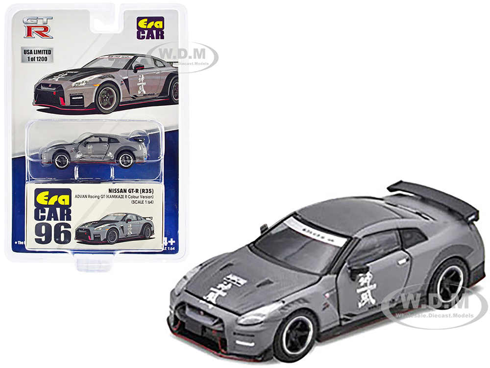 Nissan GT-R (R35) RHD (Right Hand Drive) Kamikaze R Gray Advan Racing GT Limited Edition to 1200 pieces Worldwide 1/64 Diecast Model Car by Era Car