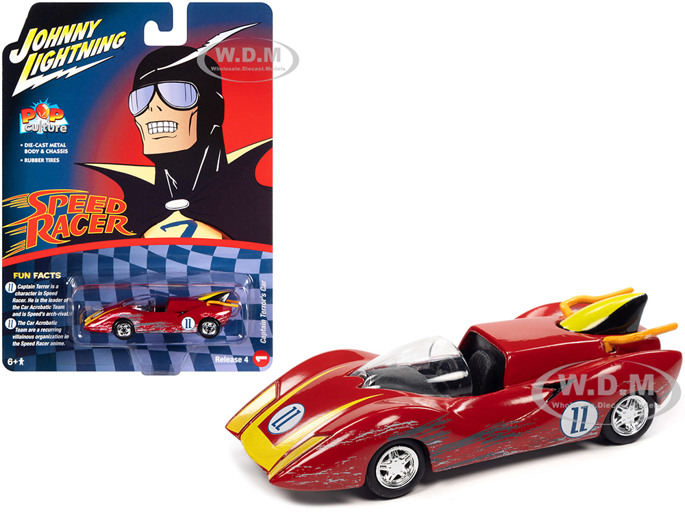 Captain Terrors Car #11 Red (Raced Version) Speed Racer (1967) TV Series Pop Culture 2022 Release 4 1/64 Diecast Model Car by Johnny Lightning