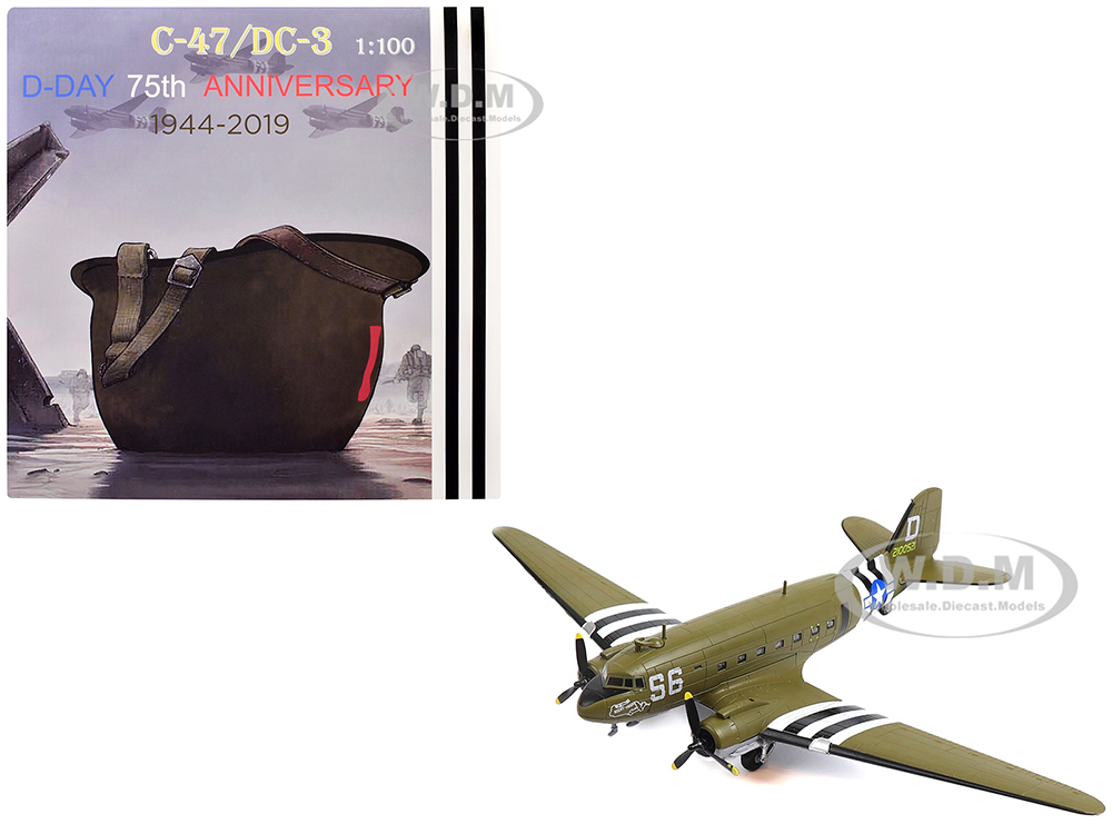 Douglas C-47 Skytrain Transport Aircraft Night Fright 79th Troop Carrier Squadron 436th Troop Carrier Group D-Day (1944) United States Army Air Forces 1/100 Diecast Model