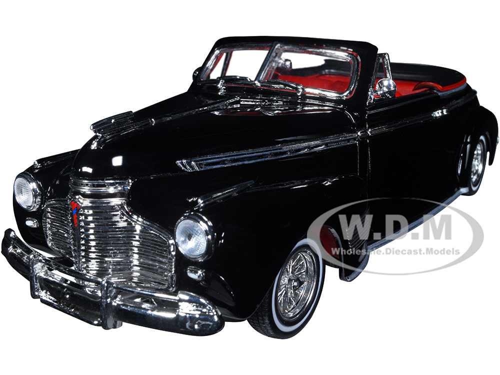 1941 Chevrolet Special Deluxe Convertible Black with Red Interior "Low Rider Collection" 1/24 Diecast Model Car by Welly