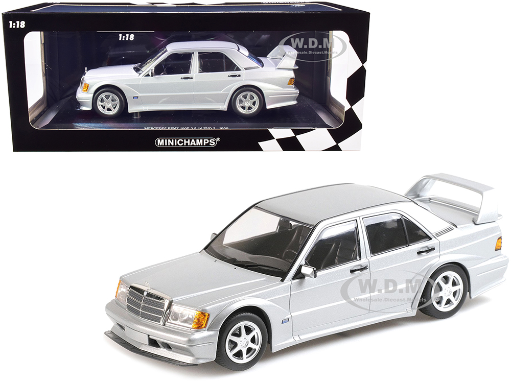Image of 1990 Mercedes Benz 190E 2.5-16 EVO 2 Silver Metallic Limited Edition to 804 pieces Worldwide 1/18 Diecast Model Car by Minichamps