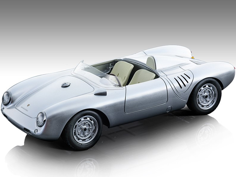 1957 Porsche 550 A Silver Press Version "Mythos Series" Limited Edition to 90 pieces Worldwide 1/18 Model Car by Tecnomodel