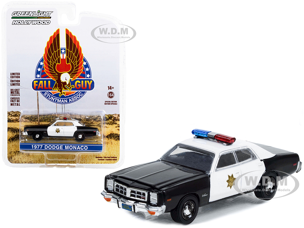 1977 Dodge Monaco Police Black and White "County Sheriffs Department" "Fall Guy Stuntman Association" Hollywood Special Edition 1/64 Diecast Model Ca