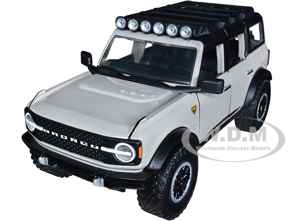 2021 Ford Bronco Gray with Black Stripes and Roof Rack Just Trucks Series 1/24 Diecast Model Car by Jada