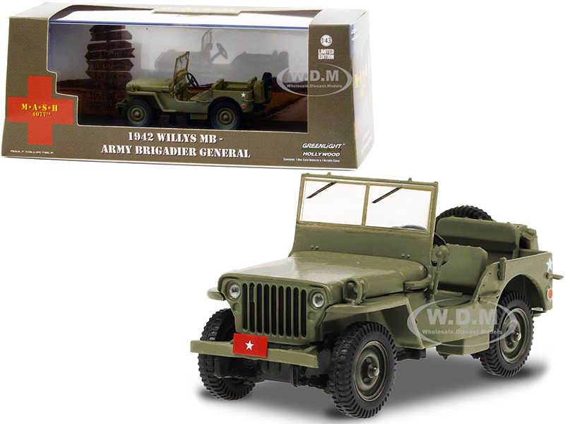 1942 Willys MB Army Green Army Brigadier General MASH (1972-1983) TV Series 1/43 Diecast Model Car By Greenlight