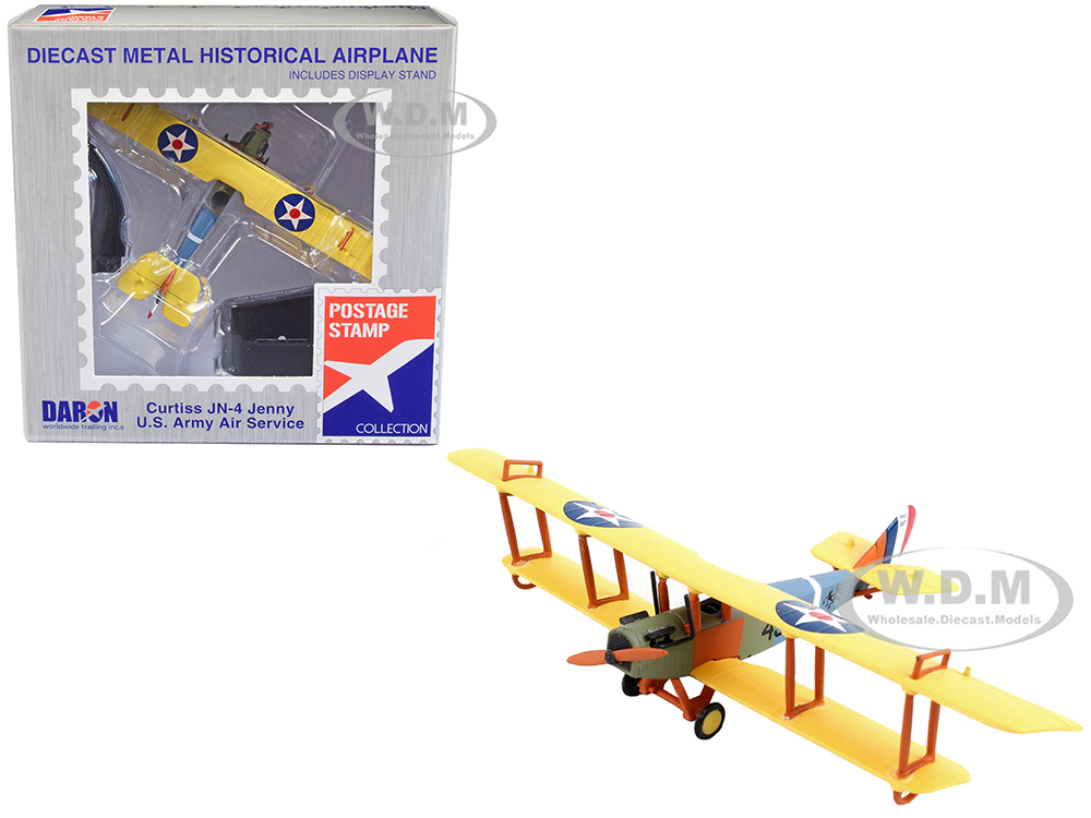 Curtiss JN4 "Jenny" Biplane Aircraft "United States Army Air Service" 1/100 Diecast Model Airplane by Postage Stamp