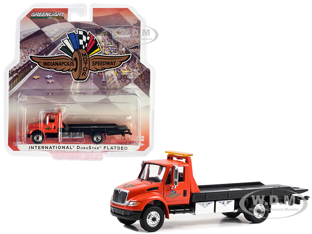 International Durastar 4400 Flatbed Truck Red 