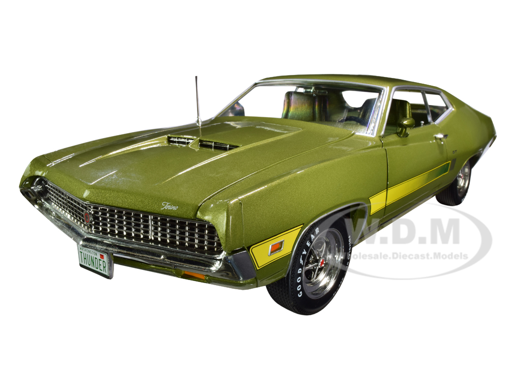 Image of 1970 Ford Torino GT Hardtop Medium Ivy Green Metallic with Green Interior "Class of 1970" 1/18 Diecast Model Car by Autoworld
