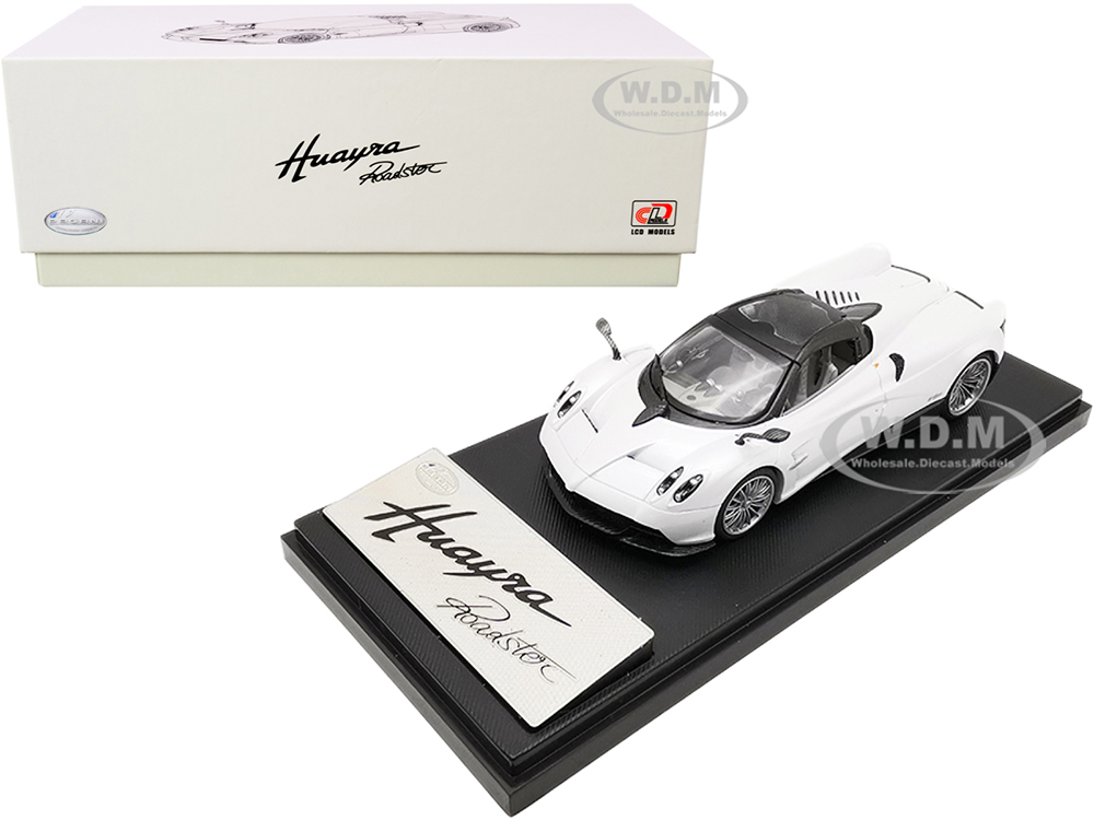 Pagani Huayra Roadster White with Carbon Accents 1/43 Diecast Model Car by LCD Models