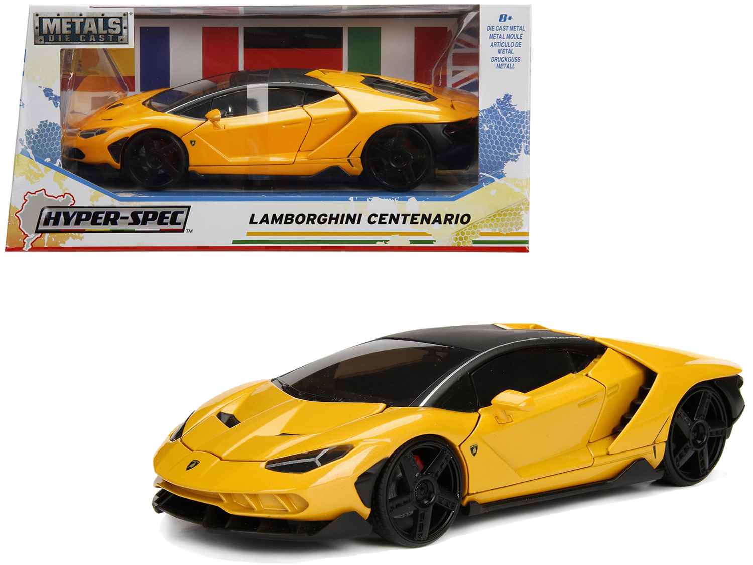 Lamborghini Centenario Metallic Yellow "hyper-spec" 1/24 Diecast Model Car By Jada