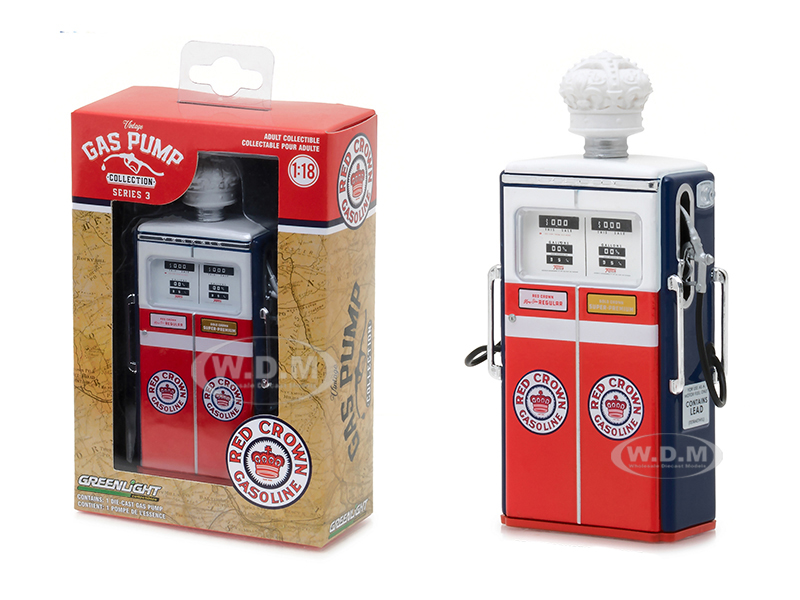 Image of 1954 Tokheim 350 Twin Gas Red Crown Gasoline Gas Pump Replica Vintage Gas Pump Series 3 1/18 Diecast Model by Greenlight