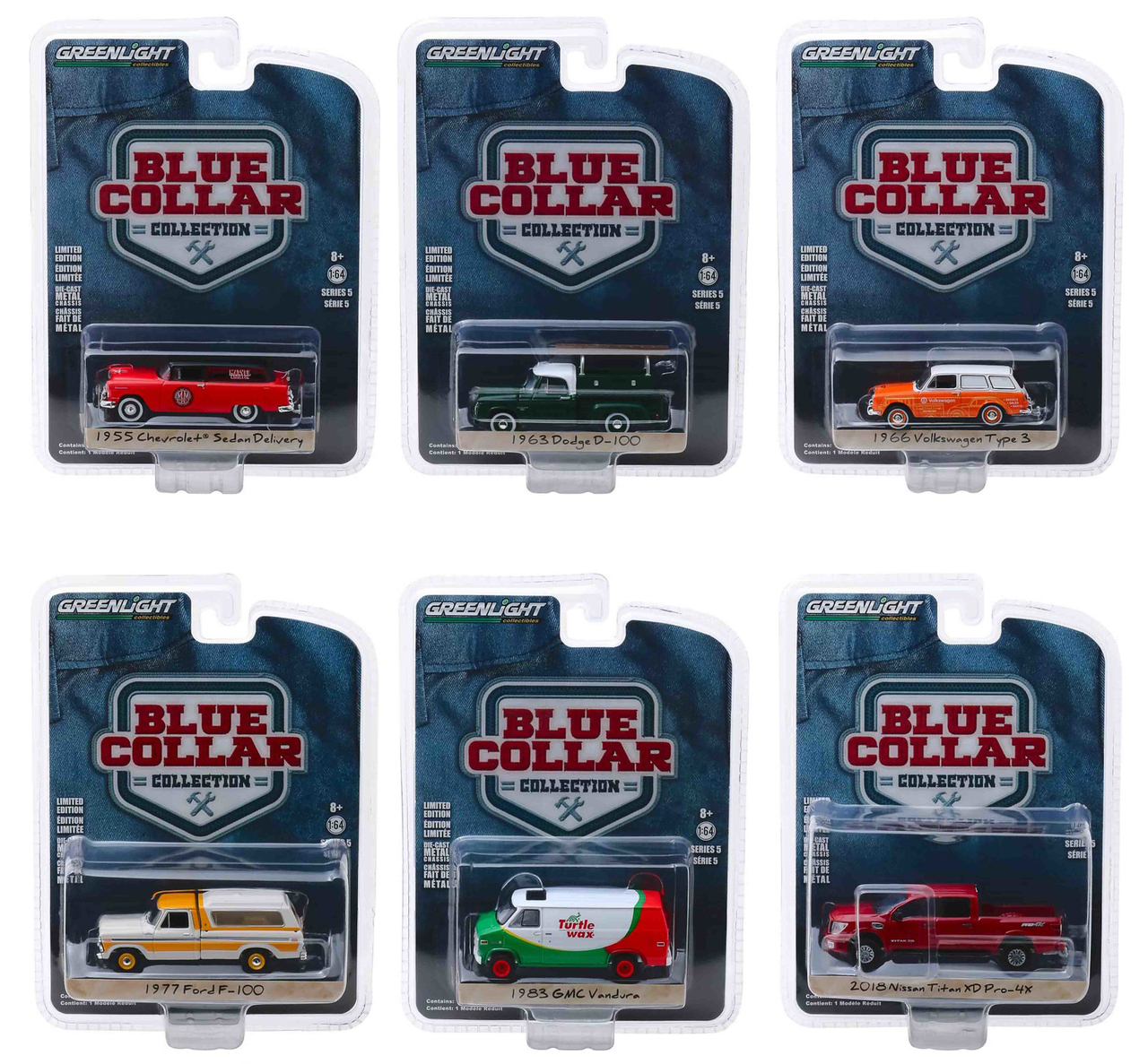 "Blue Collar Collection" Series 5 Set of 6 pieces 1/64 Diecast Model Cars by Greenlight