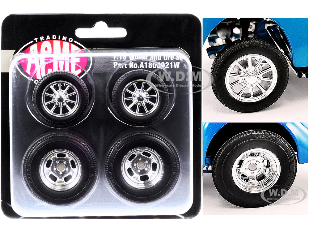 Show Chrome Gasser Wheels and Tires Set of 4 pieces from 