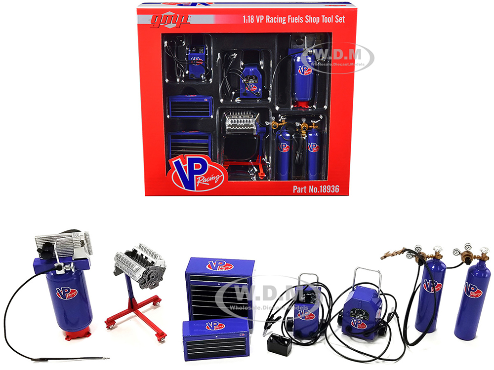 Garage Shop Tools 1 "VP Racing Fuels" Set of 6 pieces 1/18 Diecast Replica by GMP