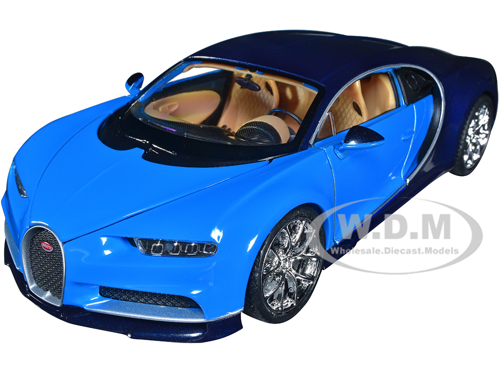 Bugatti Chiron Blue and Dark Blue Two-Tone NEX Models Series 1/24 Diecast Model Car by Welly