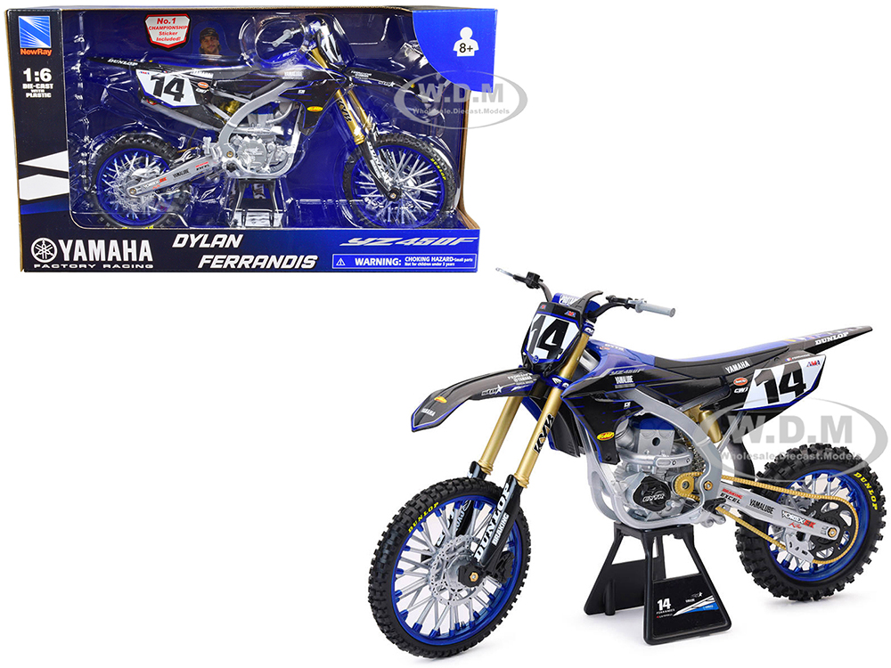Yamaha YZ450F Motorcycle 14 Dylan Ferrandis "Yamaha Factory Racing" 1/6 Diecast Model by New Ray