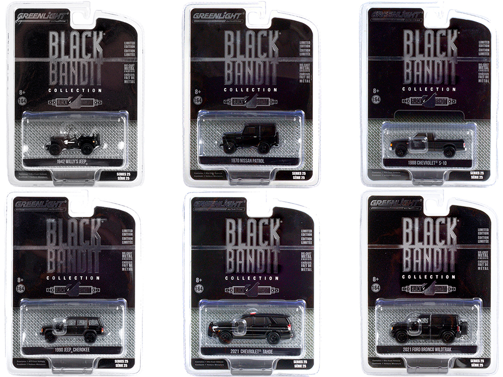 "Black Bandit" 6 piece Set Series 25 1/64 Diecast Model Cars by Greenlight