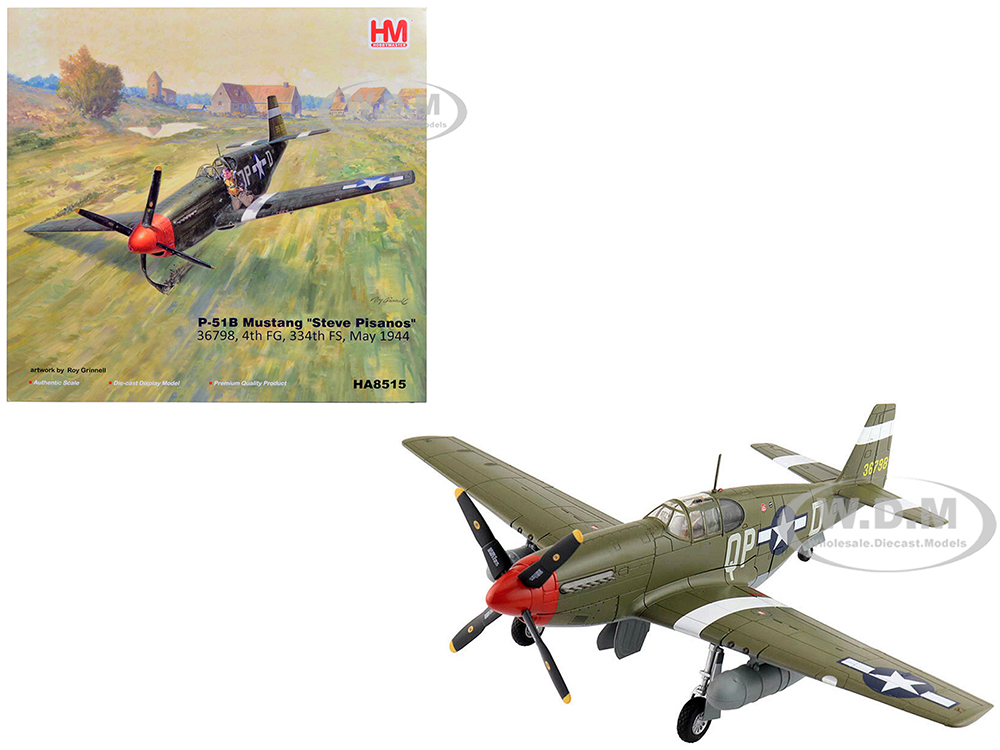 North American P-51B Mustang Fighter Aircraft Steve Pisanos 4th FG 334th FS (1944) Air Power Series 1/48 Diecast Model by Hobby Master