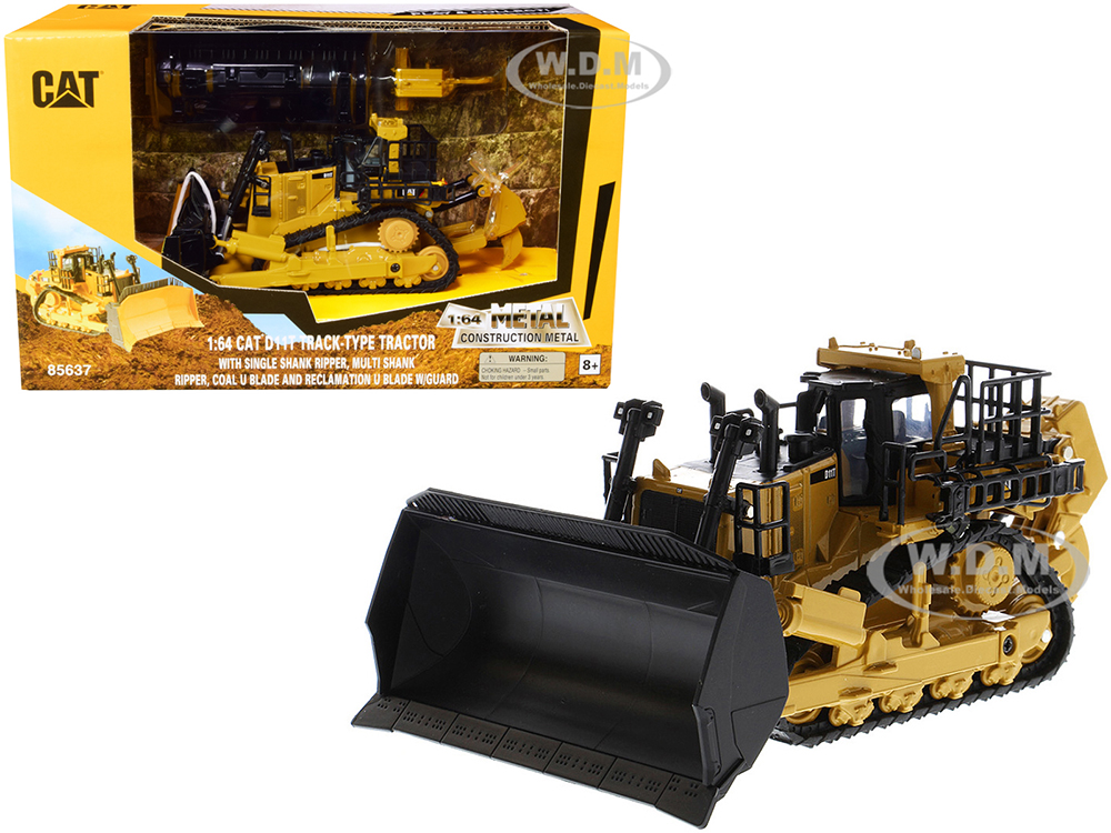 CAT Caterpillar D11T Track-Type Tractor with 2 Blades and 2 Rear Rippers Play &amp; Collect! Series 1/64 Diecast Model by Diecast Masters