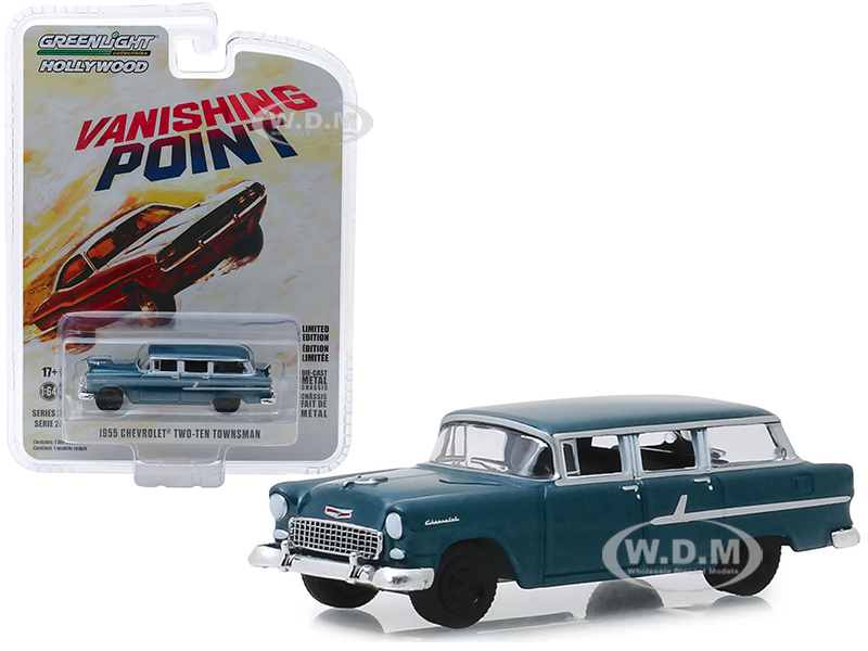 Image of 1955 Chevrolet Two-Ten Townsman Dark Blue "Vanishing Point" (1971) Movie "Hollywood Series" Release 24 1/64 Diecast Model Car by Greenlight