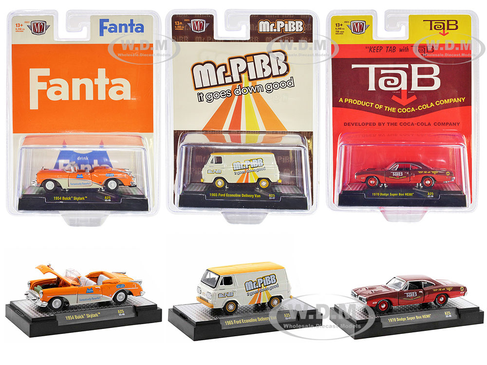 "Sodas" Set of 3 pieces Release 25 Limited Edition to 6250 pieces Worldwide 1/64 Diecast Model Cars by M2 Machines