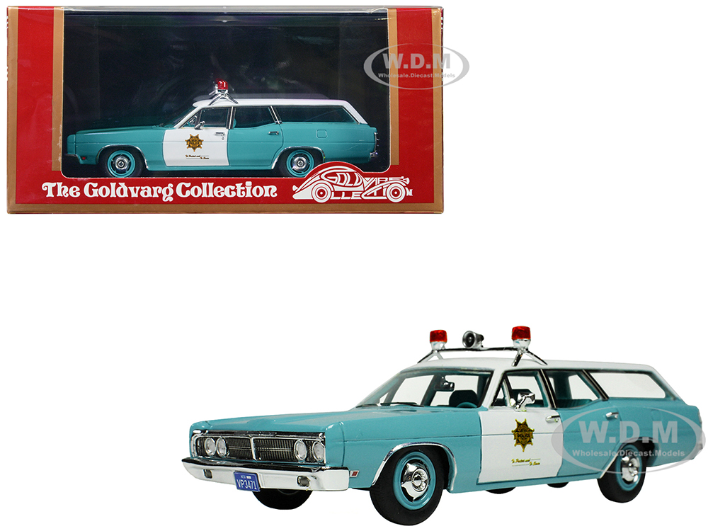 1970 Ford Galaxie Station Wagon Light Blue and White with Light Blue Interior 